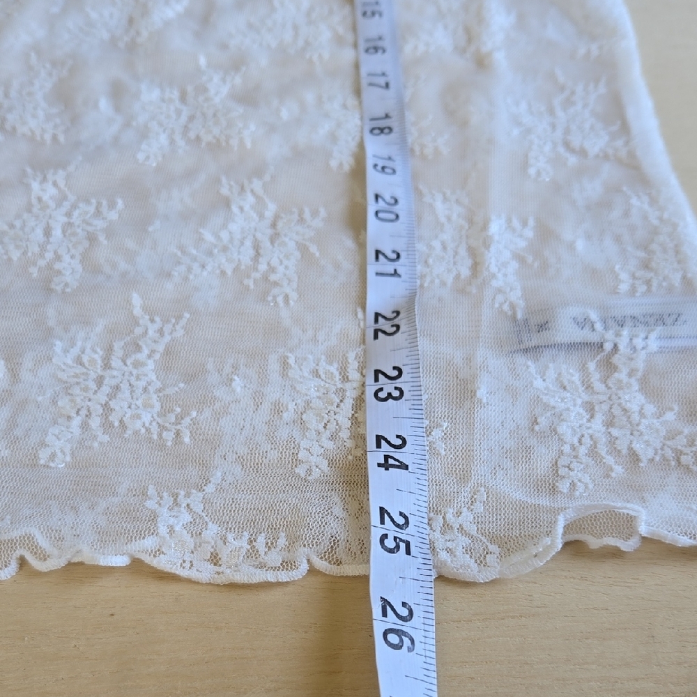 Z113 NWT Zenana Outfitters White Sheer Lace Long Sleeve Top Sz Sm Md Lg Stretch - Picture 6 of 8